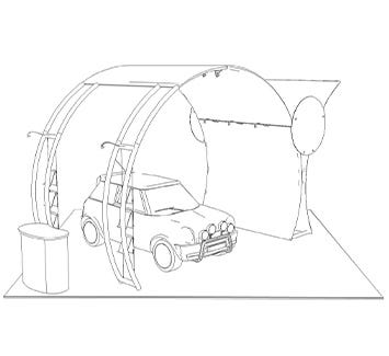 Line drawing of trade show booth Line drawing of trade show booth