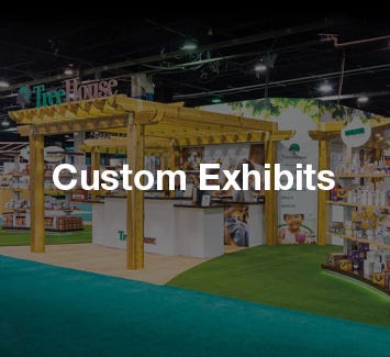 Treehouse custom trade show booth displaying printed woodgrain Treehouse custom trade show booth displaying printed woodgrain